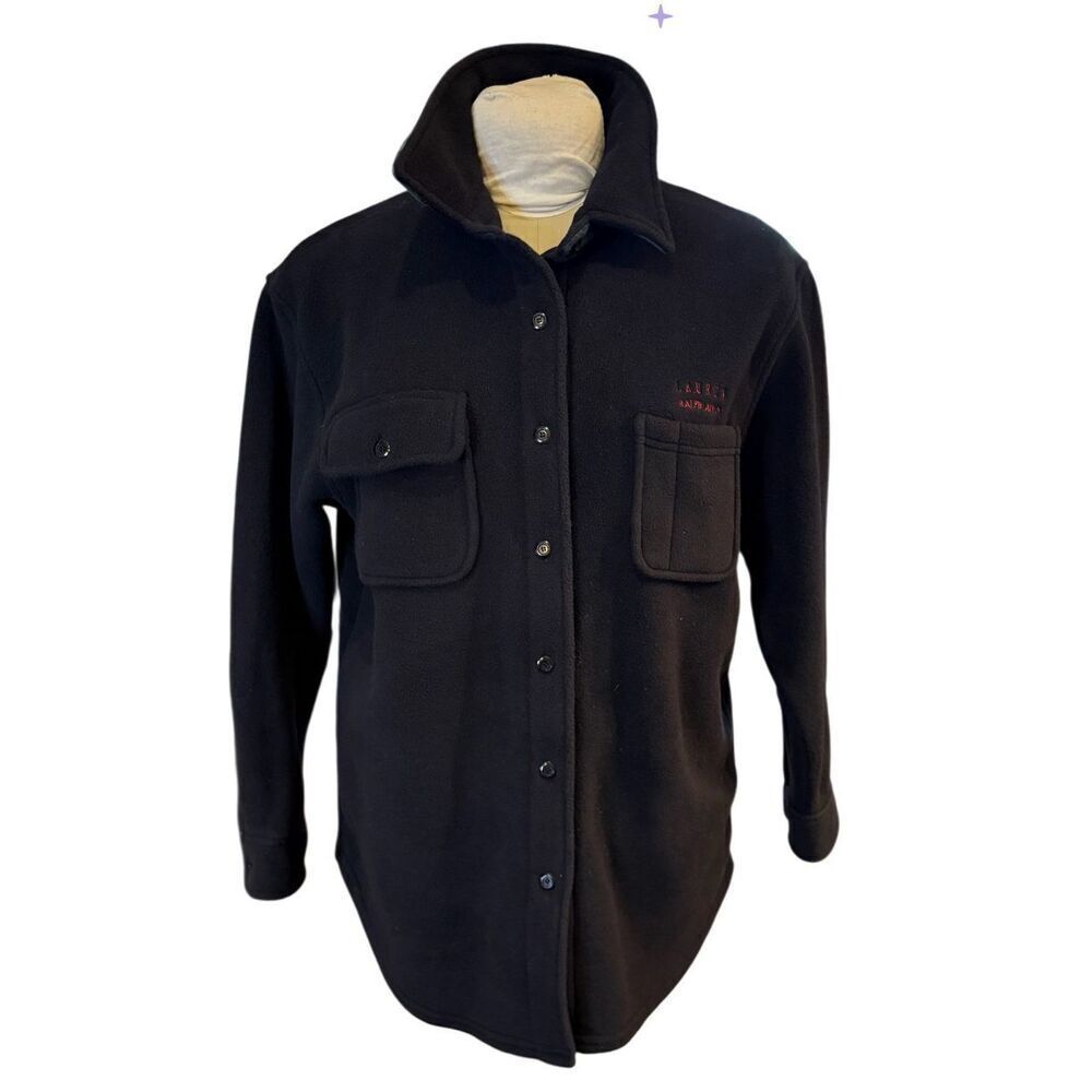 Lauren Ralph Lauren Vintage Barn Chore Fleece Shacket Black Size Small